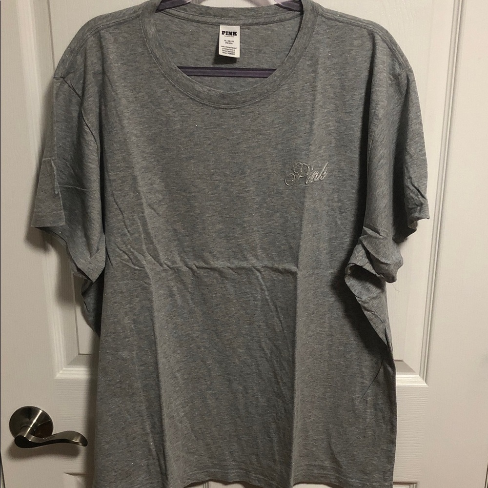 Pink Victoria’s Secret Campus Cotton Gray T Shirt Size XL